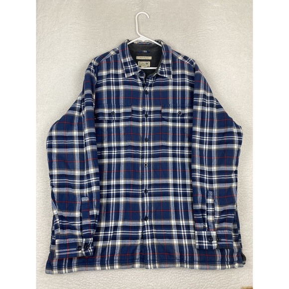 L.L. Bean Other - LL Bean Mens Fleece Lined Plaid Flannel Button Shirt Jacket Size XL Regular